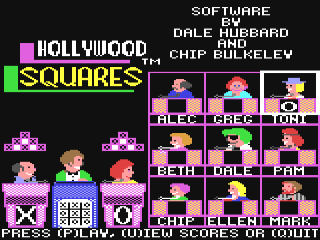Hollywood Squares title screen for Commodore 64